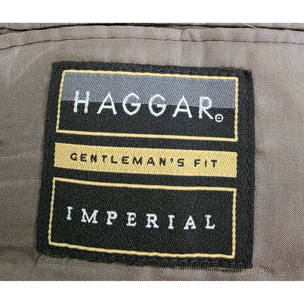 Haggar Imperial Blazer Mens 48 Brown Herringbone Wool Silk Sport Coat Jacket